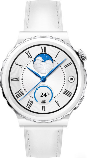 Умные часы Huawei Watch GT 3 Pro Ceramic 43 мм (белый/кожа) - фото 3 - id-p225055043