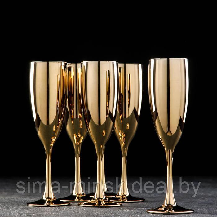Набор бокалов для шампанского «Золото», 170 мл, 6 шт, цвет золотой - фото 1 - id-p225056887