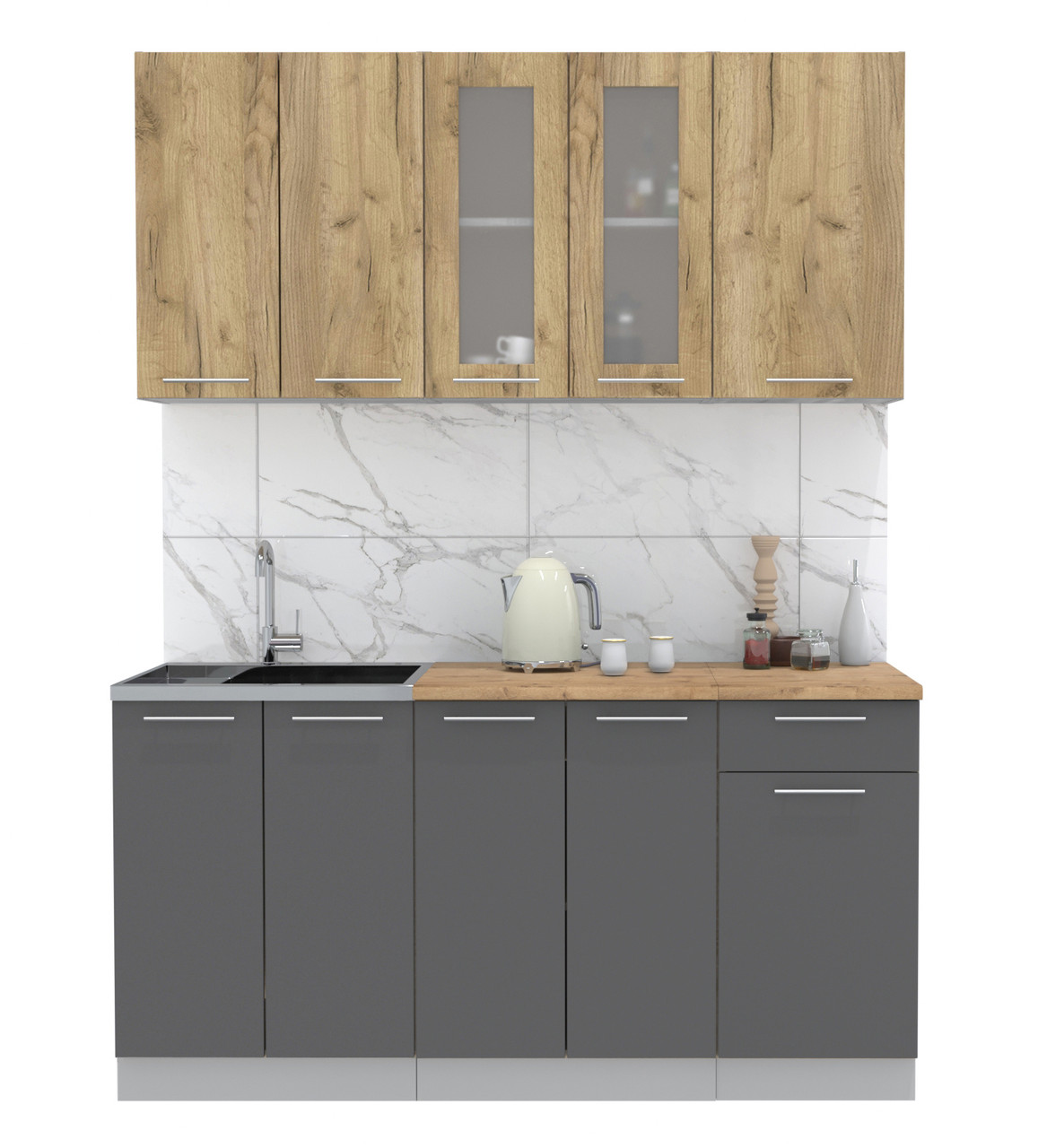 Кухня Мила 1.6-60 Дуб золотой - Графит