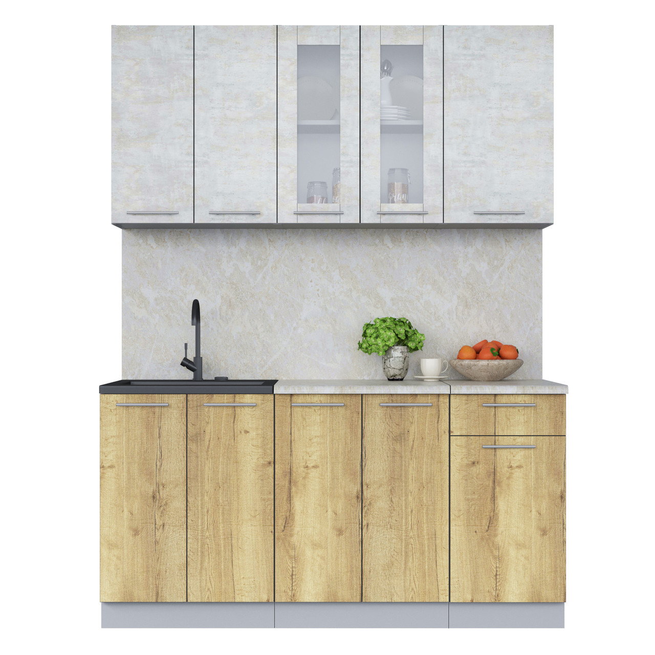 Кухня Мила 1.6-60 Дуб золотой - Бетон лайт