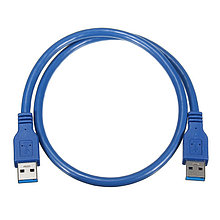 Кабель USB3.0, папа-папа, экранированный, 0,6 метра, синий 555079