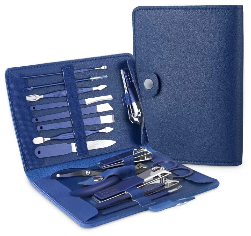 Набор инструментов для маникюра и педикюра - маникюрный набор, 15 предметов, синий 556597 - фото 2 - id-p225058697
