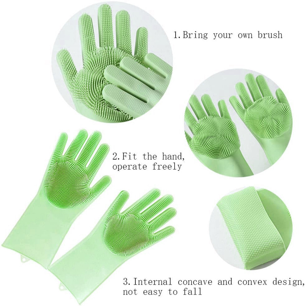Хозяйственные силиконовые перчатки для уборки или мытья посуды, зеленый 557156 - фото 3 - id-p225058703