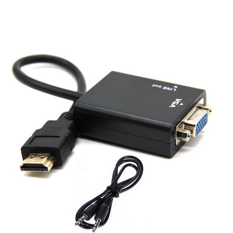 Адаптер - переходник HDMI VGA - jack 3.5mm (AUX) PRO, черный 555550 - фото 1 - id-p225058734