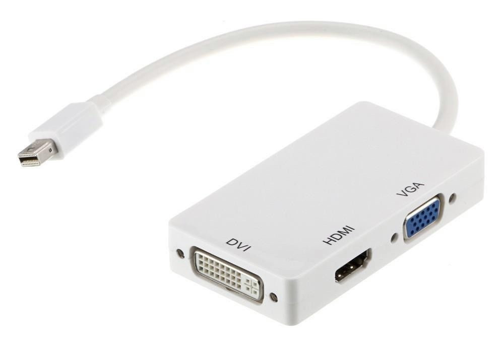 Адаптер - переходник Mini DisplayPort - HDMI - VGA - DVI, прямоугольный, белый 555552 - фото 1 - id-p225058735