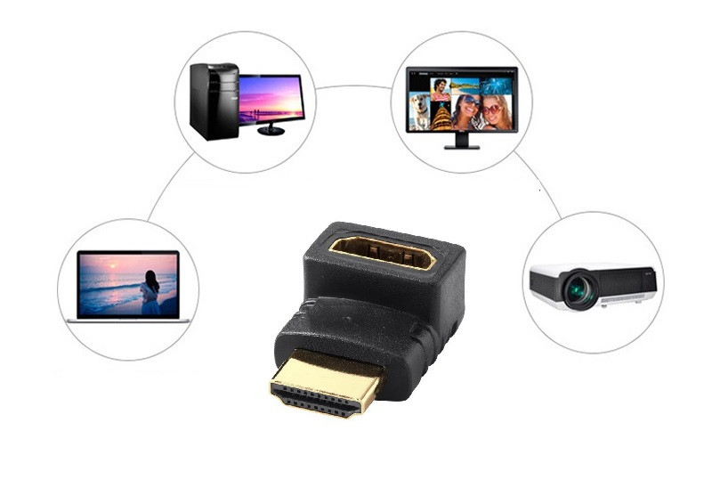 Адаптер - переходник HDMI - HDMI угол 90 градусов, внешний HDMI, папа-мама, черный 555713 - фото 3 - id-p225058746