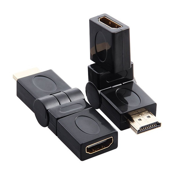 Адаптер - переходник HDMI - HDMI, угловой с поворотом до 180 градусов, папа-мама, черный 555715 - фото 4 - id-p225058747