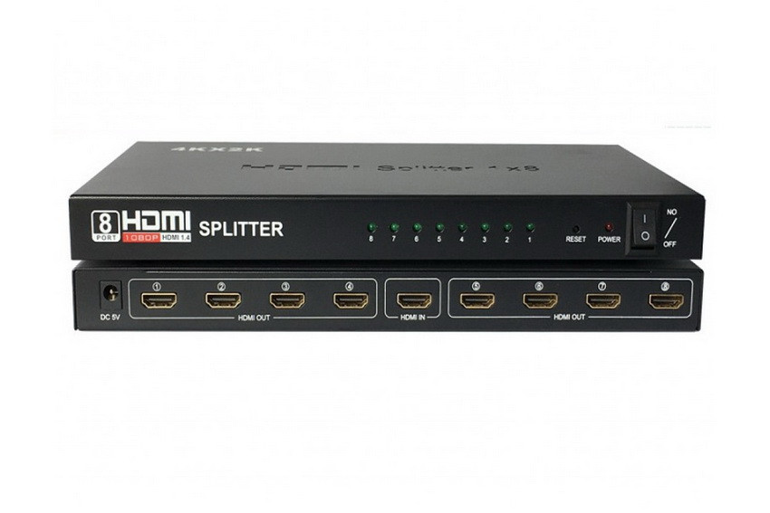 Адаптер - разветвитель - сплиттер 1×8 HDMI, UltraHD 4K 3D, активный, черный 555560 - фото 2 - id-p225058769