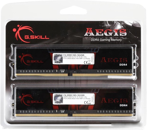 Оперативная память G.Skill Aegis 2x8GB DDR4 PC4-24000 F4-3000C16D-16GISB - фото 2 - id-p225058262
