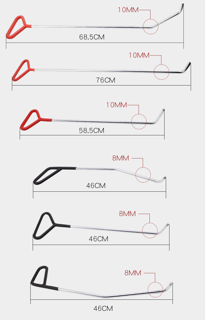 Профессиональный набор крючков и сменных головок для беспокрасочного удаления и вытягивания вмятин на кузове - фото 5 - id-p225060723