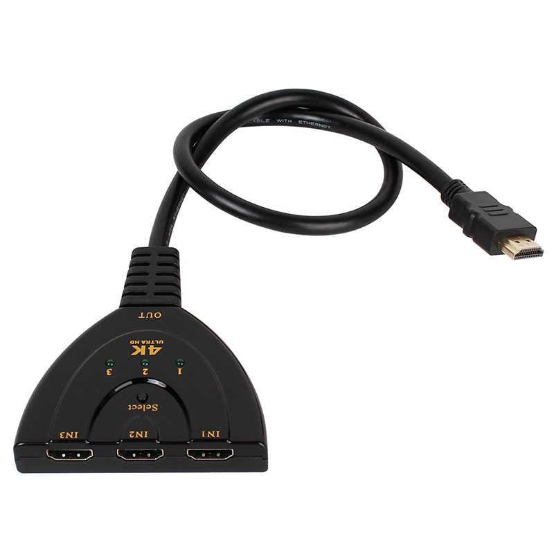 Адаптер - переключатель - свитч 3×1 HDMI, UltraHD 4K 3D, с HDMI кабелем, пассивный, черный 555570 - фото 1 - id-p225058783