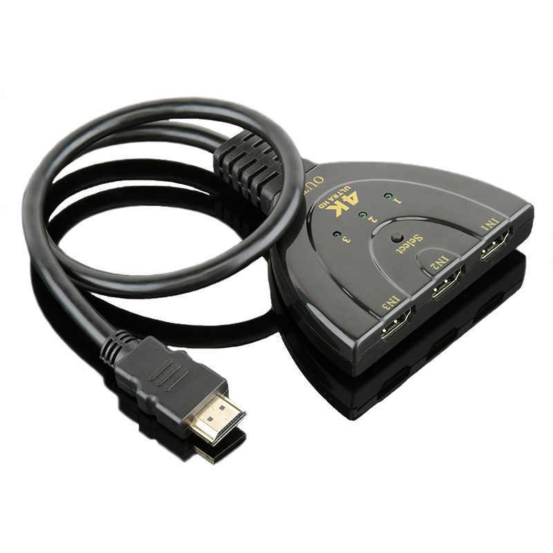 Адаптер - переключатель - свитч 3×1 HDMI, UltraHD 4K 3D, с HDMI кабелем, пассивный, черный 555570 - фото 4 - id-p225058783