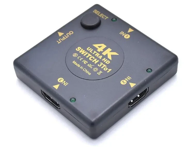 Адаптер - переключатель - свитч 3×1 HDMI, UltraHD 4K 3D, пассивный, черный 556548 - фото 1 - id-p225058784