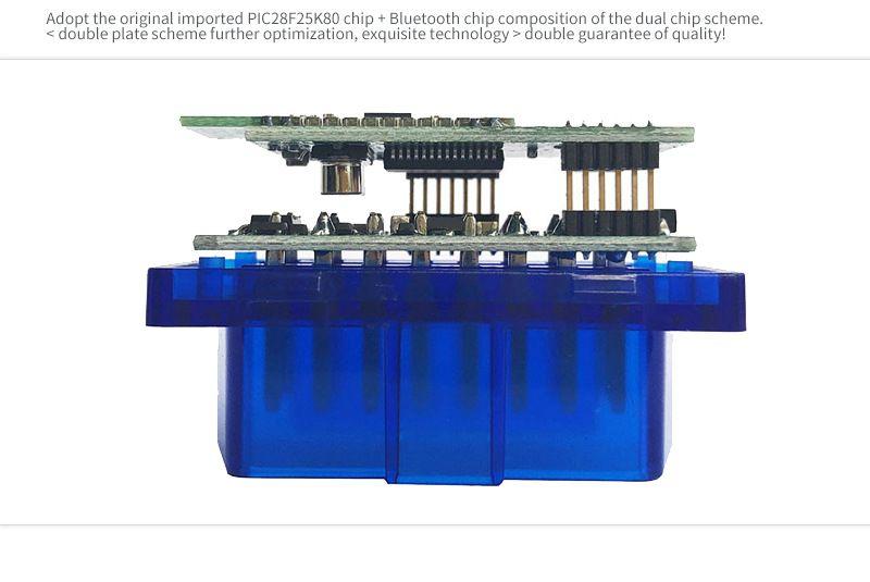 Автосканер ELM327 OBD2 v1.5 двухплатный с оригинальным чипом PIC18F25K80 - aдаптер OBDII ver1.5, Bluetooth - фото 4 - id-p225060736