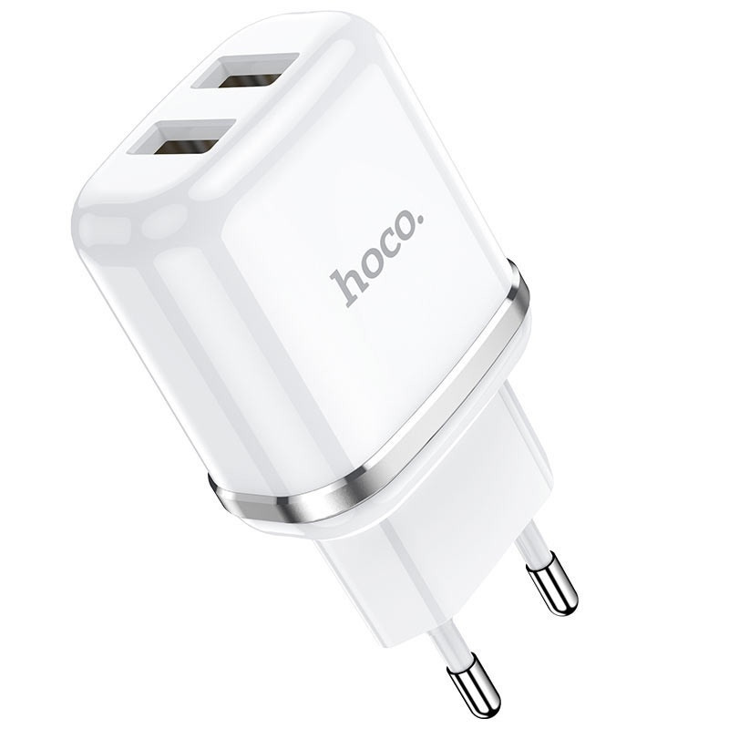Зарядное устройство сетевое - блок питания HOCO N4, 2.4A, 2 USB, белый 555875 - фото 1 - id-p225060749