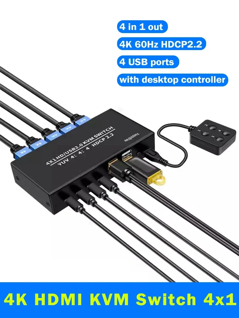 Адаптер - 4-х портовый KVM-переключатель HDMI2.0 4K60Гц USB2.0/USB-C, черный 556699 - фото 6 - id-p225058826