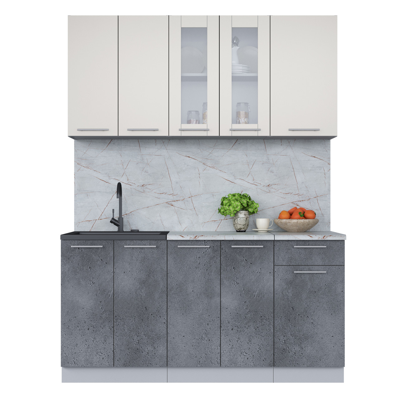 Кухня Мила 1.6-60 Персидский жемчуг - Бетон портленд