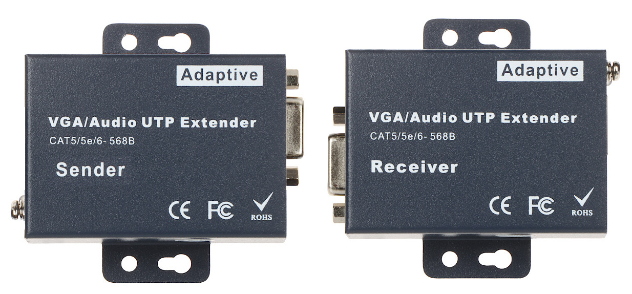 Удлинитель сигнала VGA по витой паре RJ45 (LAN) до 300 метров, активный, комплект, черный 556274 - фото 1 - id-p225058844