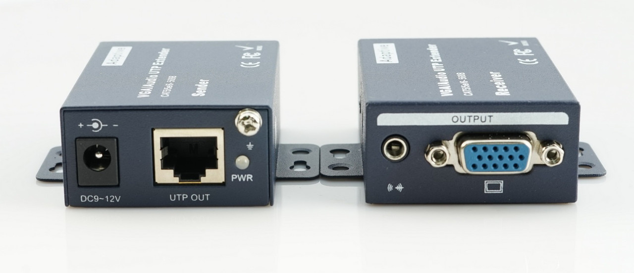 Удлинитель сигнала VGA по витой паре RJ45 (LAN) до 300 метров, активный, комплект, черный 556274 - фото 3 - id-p225058844