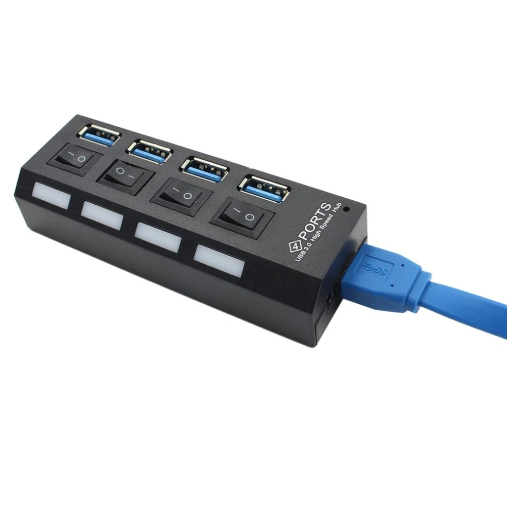 Хаб - концентратор USB3.0 - 4х USB3.0, вертикальный с кнопками, активный, черный 556520 - фото 4 - id-p225058883