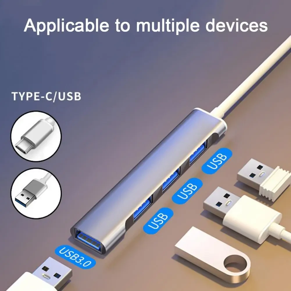 Адаптер - хаб USB3.0 Type-A/USB3.1 Type-C на USB3.0 - 3x USB2.0, серый 556653 - фото 3 - id-p225058886