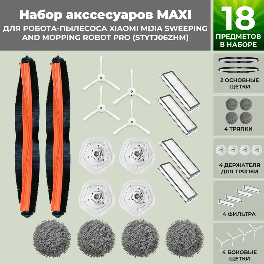 Набор аксессуаров Maxi для робота-пылесоса Xiaomi Mijia Sweeping and Mopping Robot Pro (STYTJ06ZHM) 558305 - фото 1 - id-p225059830