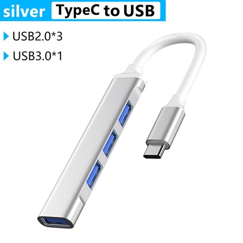 Хаб - концентратор USB3.1 Type-C - 1х USB3.0 + 3х USB2.0, ультра-тонкий, серебро 556374 - фото 2 - id-p225058912