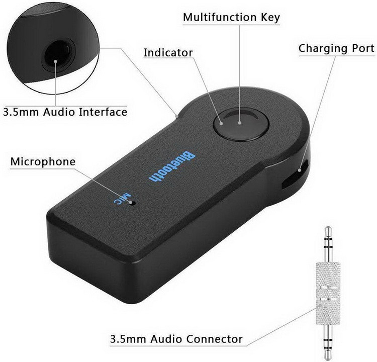 Аудио приемник с микрофоном для дома или автомобиля Bluetooth v3.0 Handsfree, черный 555002 - фото 2 - id-p225058927