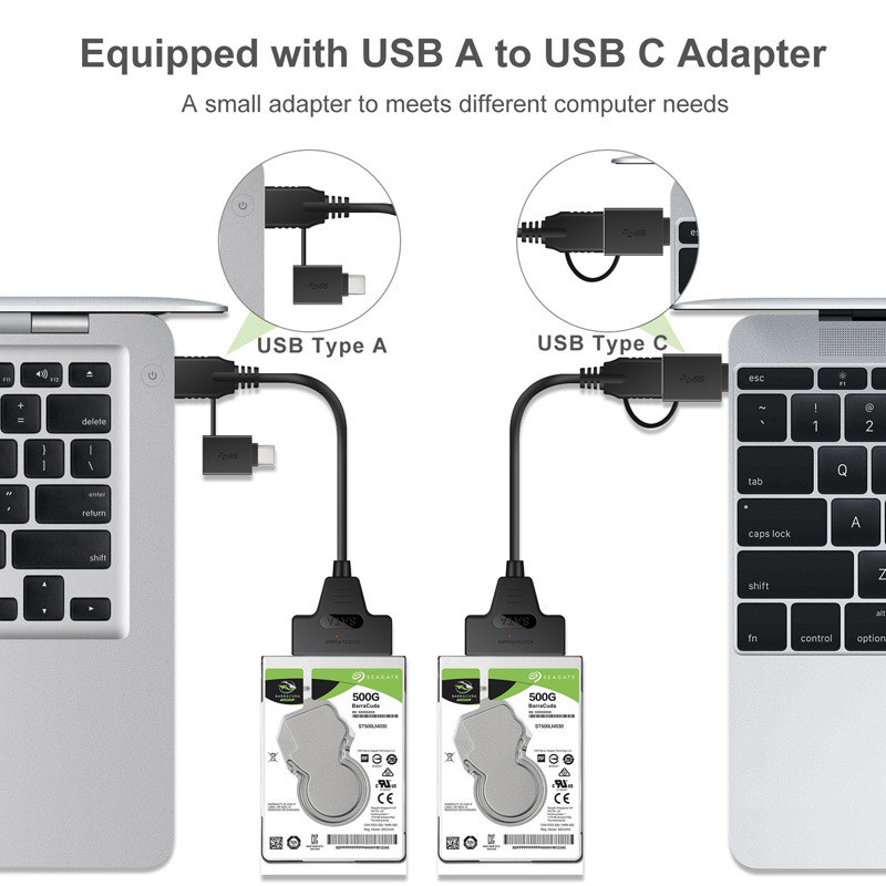 Адаптер - переходник - кабель SATA - USB3.0 - USB3.1 Type-C для жесткого диска SSD/HDD 2.5 , черный 555650 - фото 3 - id-p225058952