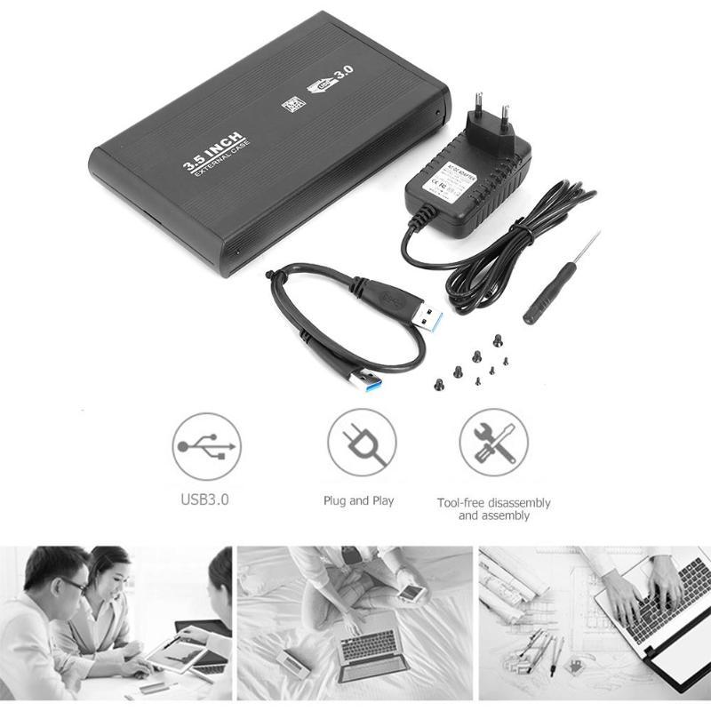 Внешний корпус - бокс SATA - USB3.0 для жесткого диска SSD/HDD 3.5 , алюминий, черный 555638 - фото 3 - id-p225058954