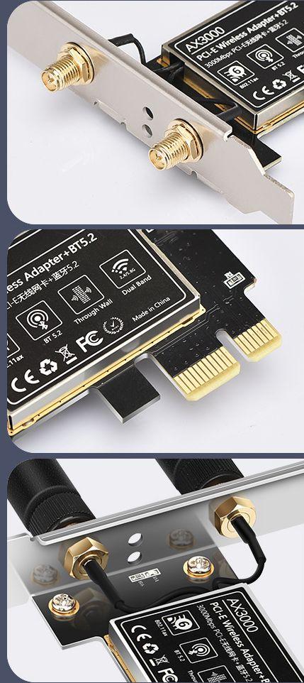 Беспроводной приемник PCI-E - сетевая карта WI-FI 6E + Bluetooth v5.2, 2 антенны, до 3000 Мбит/с, - фото 8 - id-p225058984