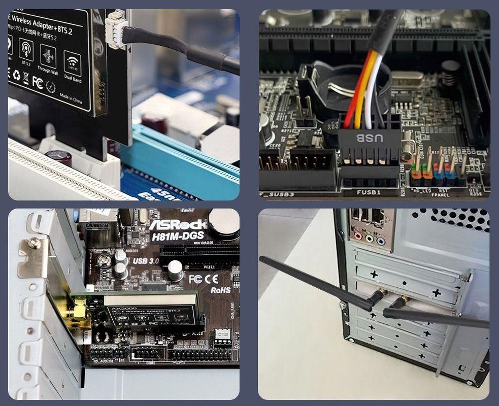 Беспроводной приемник PCI-E - сетевая карта WI-FI 6E + Bluetooth v5.2, 2 антенны, до 3000 Мбит/с, - фото 9 - id-p225058984