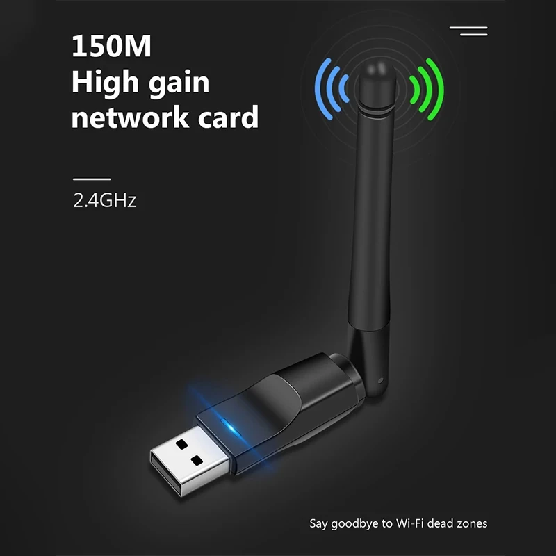 Адаптер USB - Wi-Fi, ресивер для IPTV DVB-T2, 150Мбит/с 2.4Гц, чип RTL8188, черный 556703 - фото 3 - id-p225058988