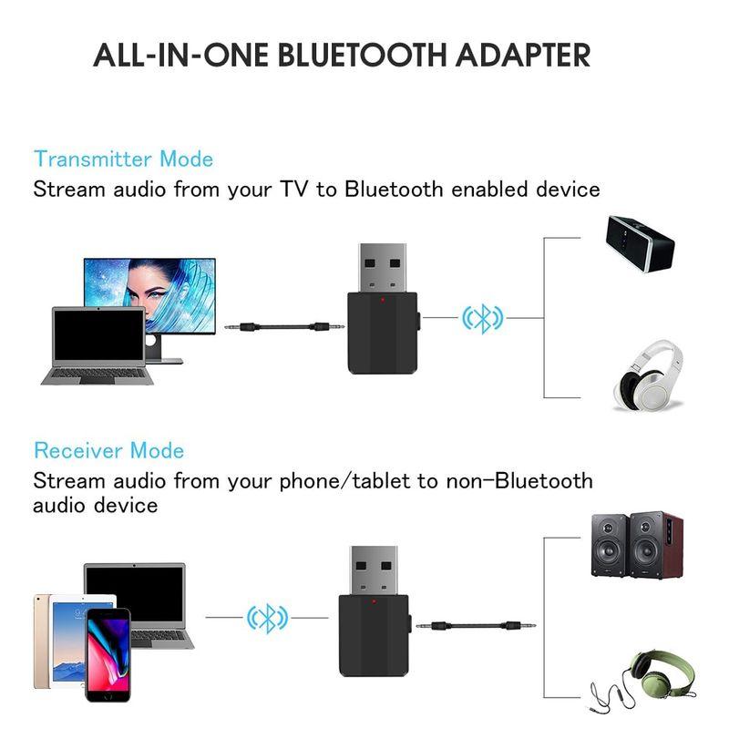 Беспроводной аудио адаптер Bluetooth 5.0 RX/TX, BT-600, черный 556171 - фото 5 - id-p225058993