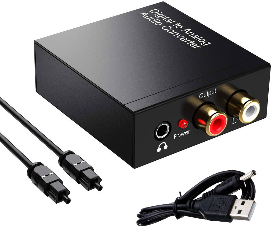 Адаптер - переходник, аудио-преобразователь с оптики (Toslink/SPDIF) на jack 3.5mm (AUX) и RCA, черный 555070 - фото 2 - id-p225059004