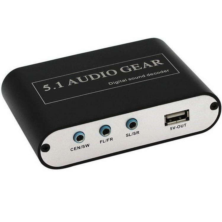 Адаптер - переходник, аудио-преобразователь для 2.1 / DTS 5.1 систем с оптики (Toslink/SPDIF) на 3x jack 3.5mm - фото 3 - id-p225059005