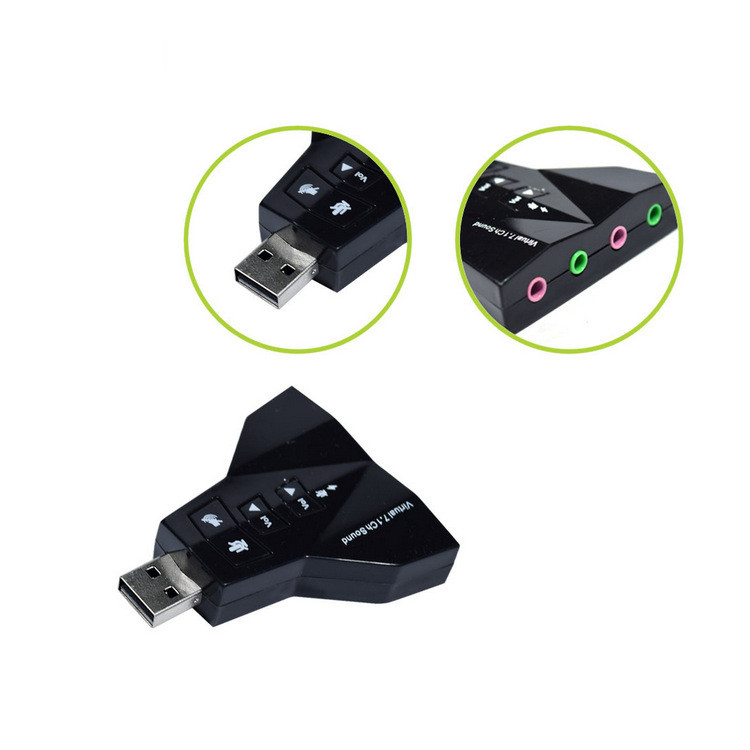 Звуковой адаптер - внешняя звуковая карта USB 3D DUAL 2.1/7.1-канальная, кнопки, черный 555735 - фото 2 - id-p225059012