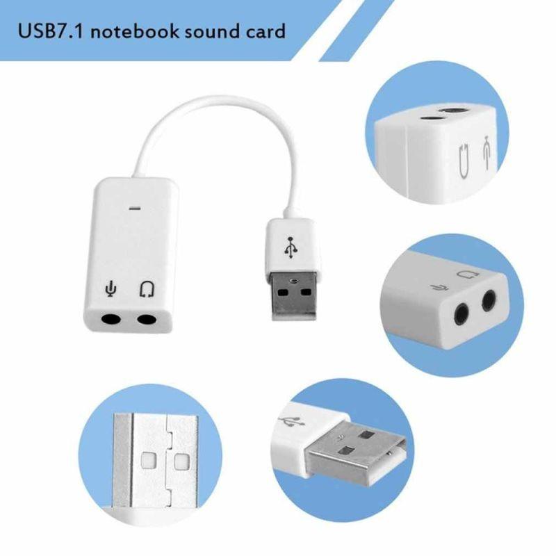 Звуковой адаптер - внешняя звуковая карта USB 3D 2.1/7.1-канальная, кабель, белый 555736 - фото 3 - id-p225059013
