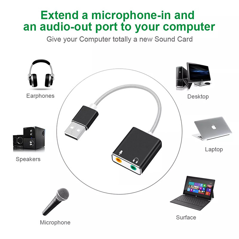 Звуковой адаптер - внешняя звуковая карта USB Hi-Fi 3D 2.1/7.1-канальная, кабель, черный 556177 - фото 2 - id-p225059017