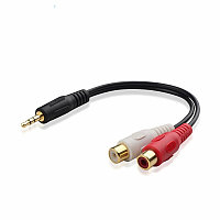 Кабель 2x RCA - jack 3.5mm (AUX), мама-папа, 0,3 метра, черный 555225