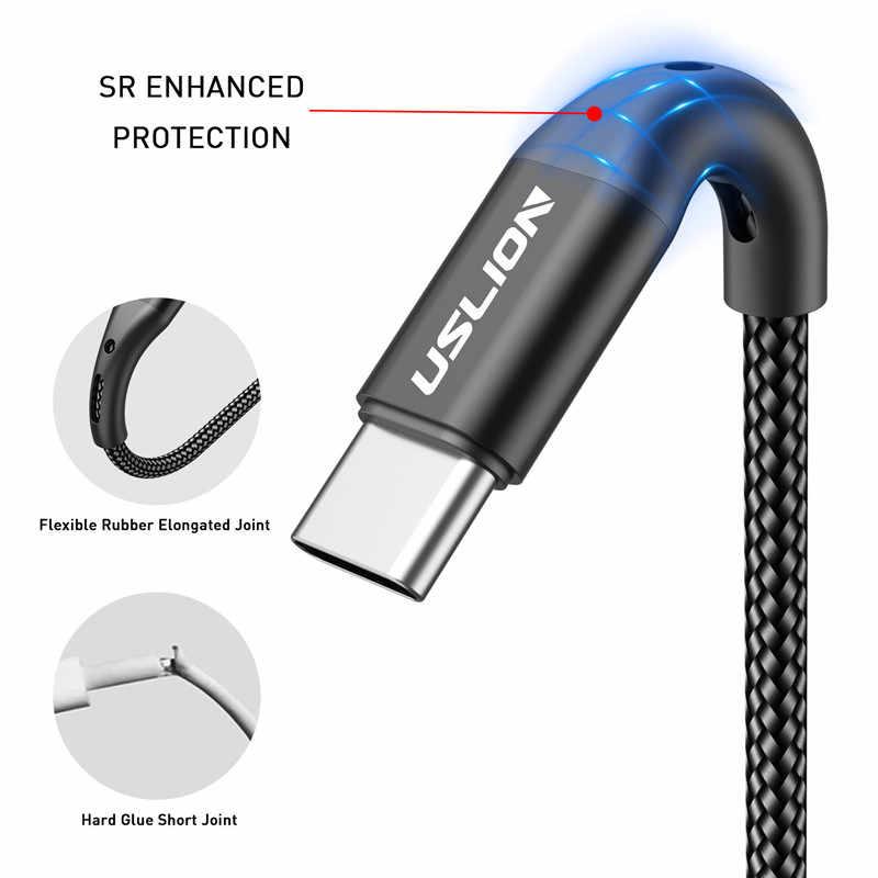 Зарядный USB дата кабель USLION Type-C для быстрой зарядки, 3.0A, 1м, черный 555123 - фото 2 - id-p225059140