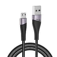 Зарядный USB дата кабель USLION DESIGN MicroUSB для быстрой зарядки, 2.4A, 1м, черный 555122