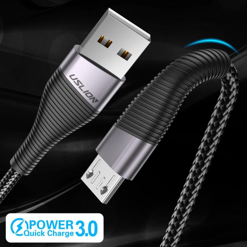 Зарядный USB дата кабель USLION DESIGN MicroUSB для быстрой зарядки, 2.4A, 1м, черный 555122 - фото 2 - id-p225059160