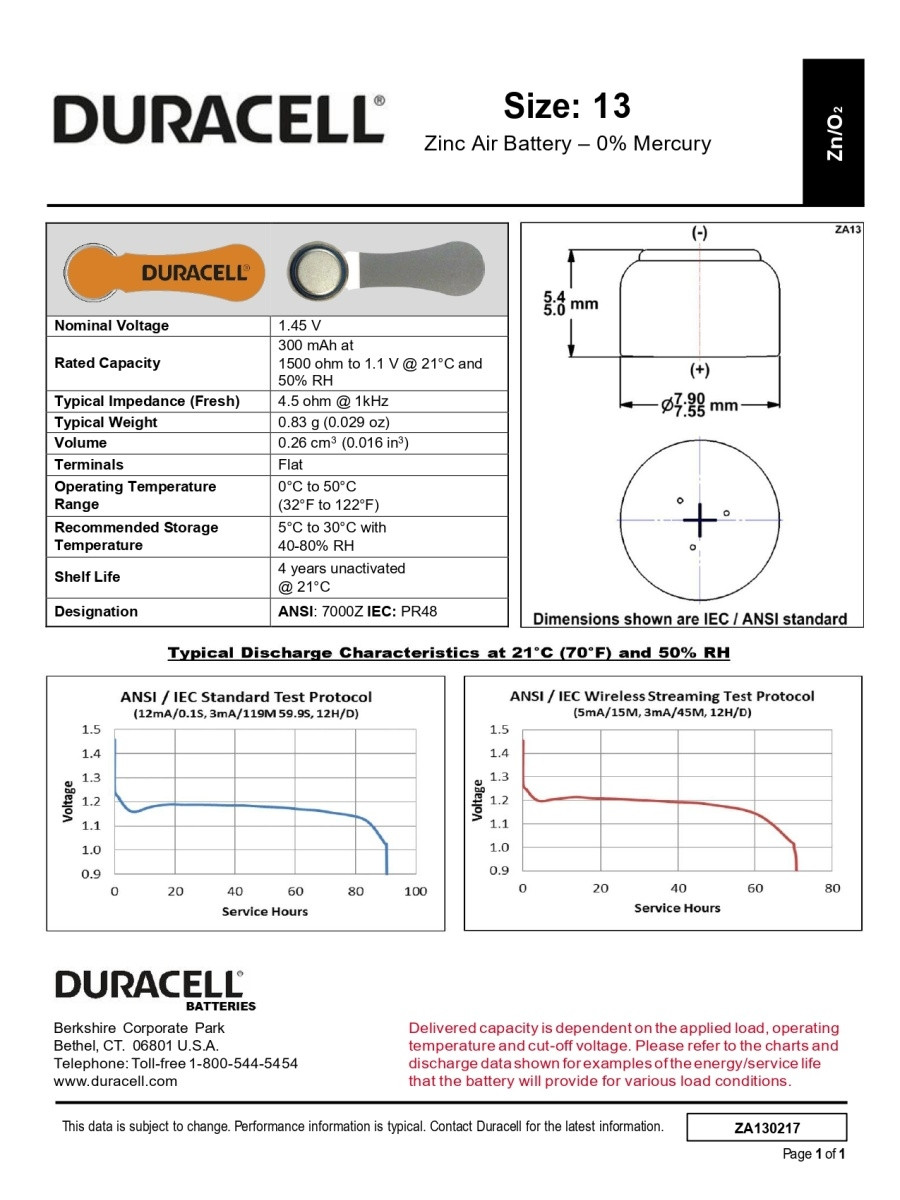 Батарейка - элемент питания DURACELL ZA13/6ВР (для слуховых аппаратов) 556434 - фото 5 - id-p225059314