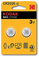 Батарейка дисковая - элемент питания KODAK Max Lithium CR2025/2BP 556442