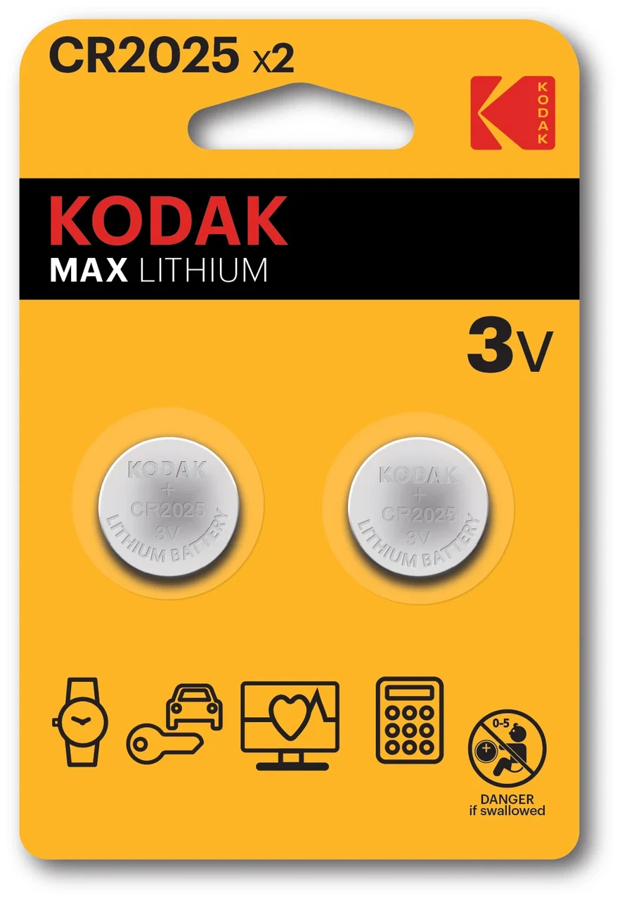 Батарейка дисковая - элемент питания KODAK Max Lithium CR2025/2BP 556442 - фото 1 - id-p225059333