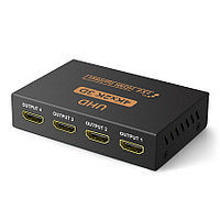 Адаптер - разветвитель - сплиттер 1×4 HDMI, UltraHD 4K 3D, активный, черный 555555