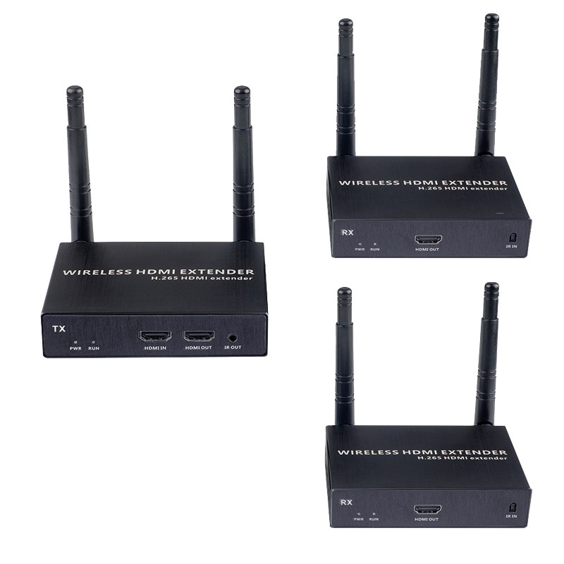 Удлинитель сигнала HDMI по Wi-Fi до 200 метров, активный, FullHD 1080p, комплект 1 передатчик + 2 приемника, - фото 1 - id-p225060173