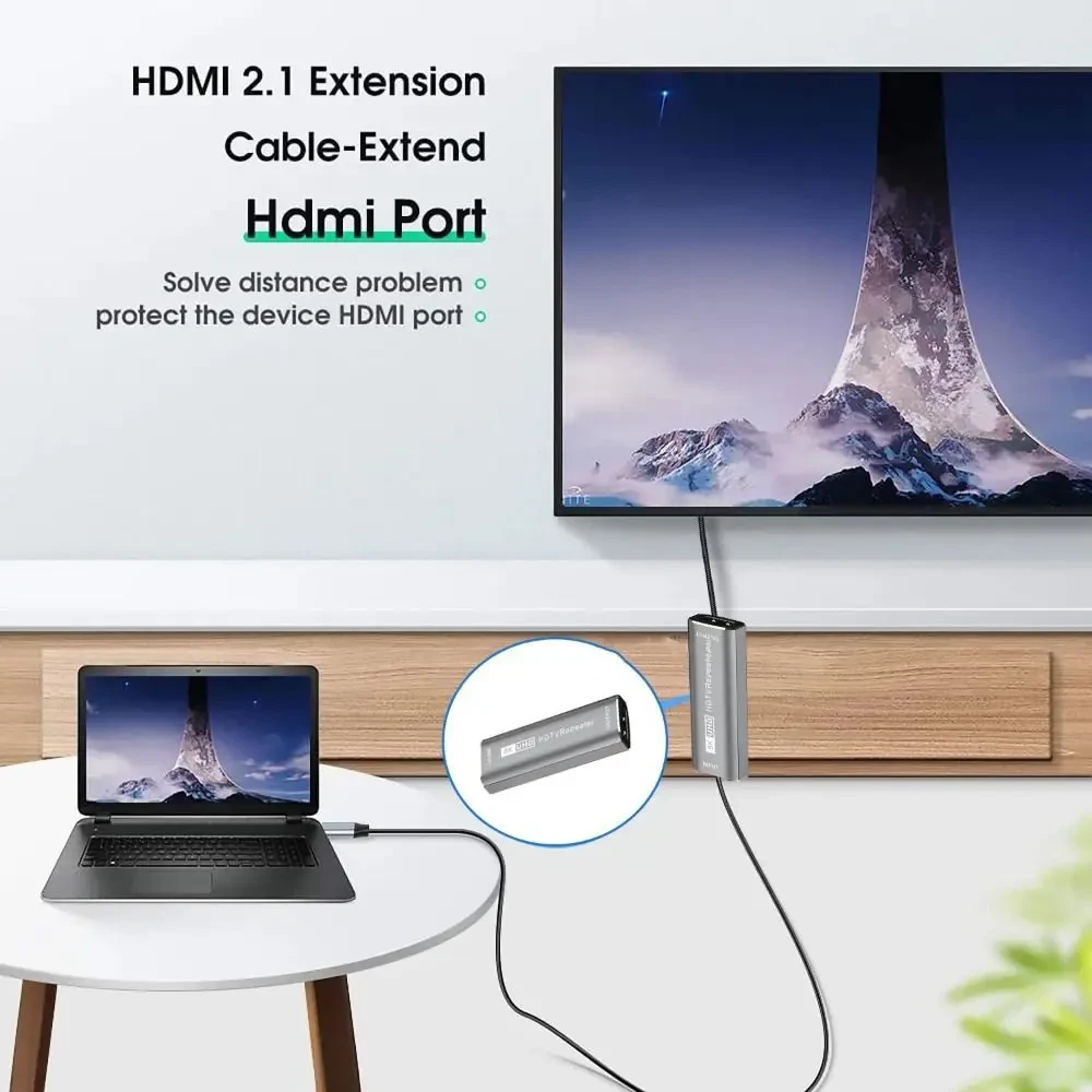 Репитер - повторитель - усилитель сигнала HDMI2.1 8K 60Гц, пассивный до 30 метров, серый 556748 - фото 3 - id-p225060175