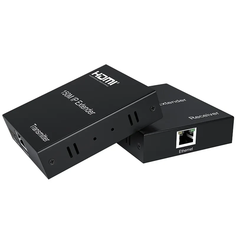 Удлинитель сигнала HDMI по витой паре RJ45 (LAN) до 150 метров, активный, FullHD 1080p, комплект, черный - фото 1 - id-p225060176
